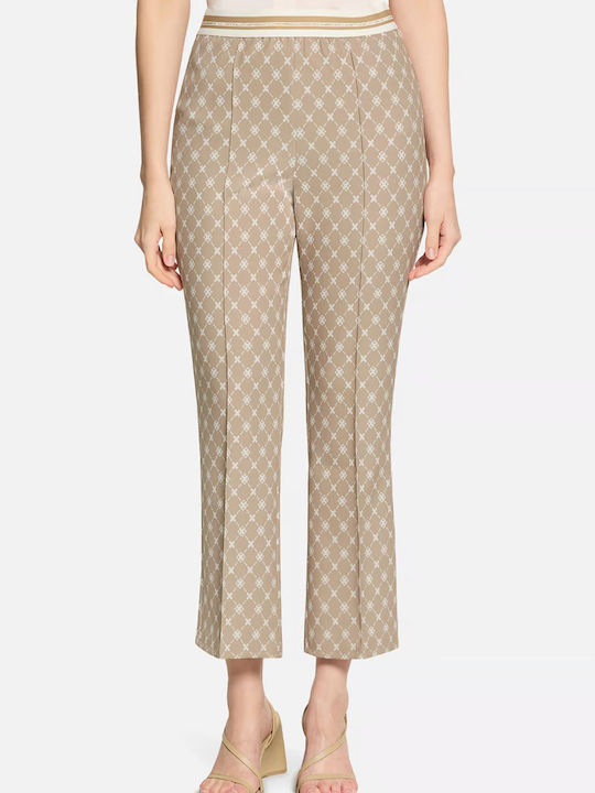 Betty Barclay Women's High Waist Fabric Capri Trousers with Rubber Band Slim Fit Beige