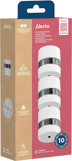Alecto Set 3 Mini Rauchmelder Mit 10 Jahren Batterielebensdauer Weiß