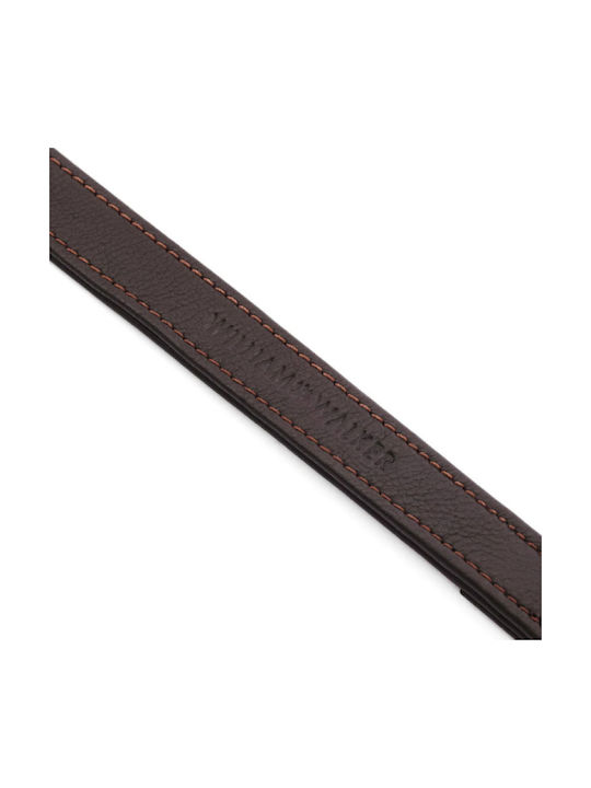 William Walker Adjustable Leather Dog Leash Earth Brown Plain Collection Xxs-xs 1.5cm