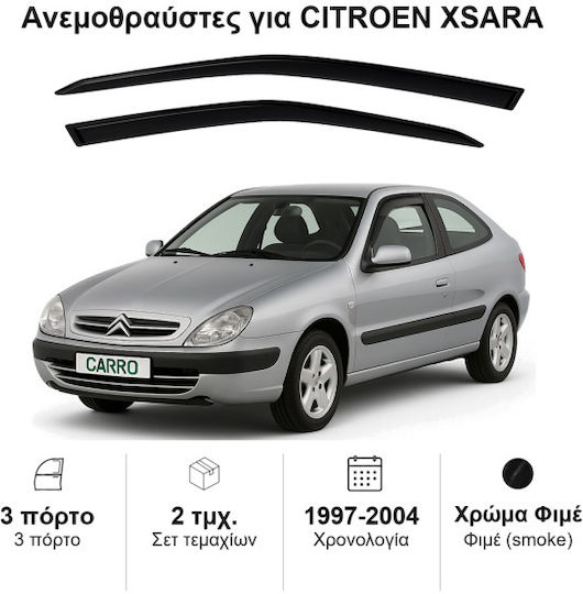 Heko Set of Windbreakers Front Car Dark Fime for Citroen Xsara 3D 1997-2004 2pcs