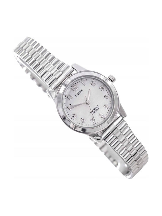 Timex Дамски Часовник 25mm Кварцов с Сребриста Метална Верижка