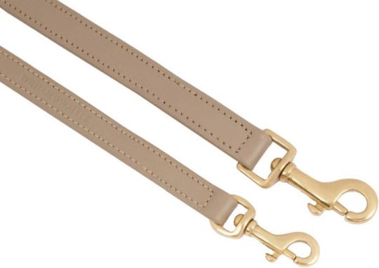 William Walker Foldable Dog Leash Lead Leather in Beige Color
