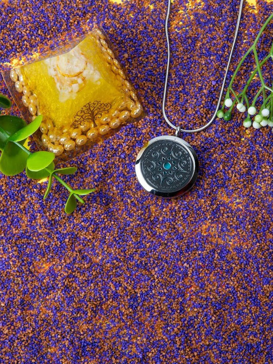 Asmee Mandala Pendant Snake Chain Aromatherapy Stainless Steel 2.5 Cm