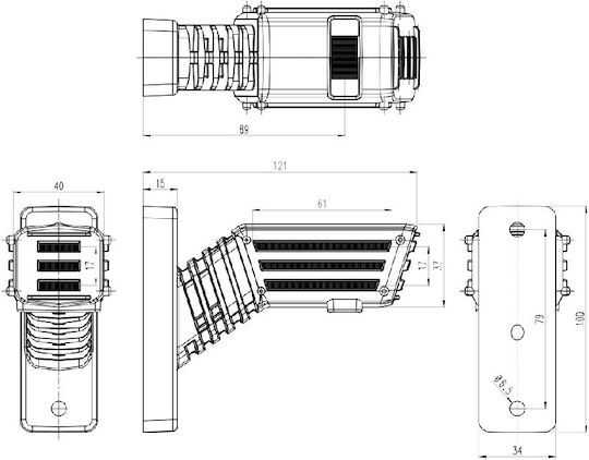 Led Triple Side Volume Light Horn Type Short Was Flash Function 12v24v Right