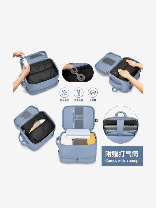 Ormi Rz29053 Travel Backpack 40x20x30cm Cabin Size Air Compression System Laptop Compartment & Large Capacity Light Blue