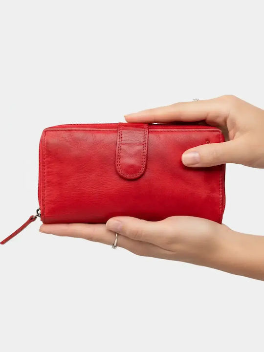 Große Leder Damenbrieftasche Rot