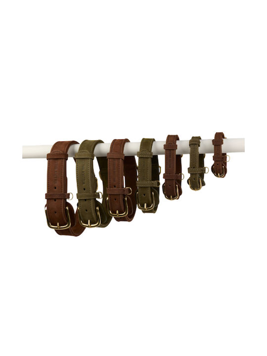 William Walker Waterproof Leather Dog Collar Nubuck Brown Heritage Collection Medium 38cm