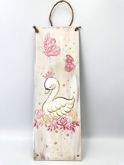 Wooden Hanging Decoration Painted Swan Ztr10a155 Riniotis Rin-ztr10a155