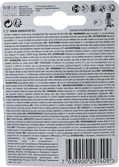 Energizer Energizer Power Alkaline Battery 9V 12t