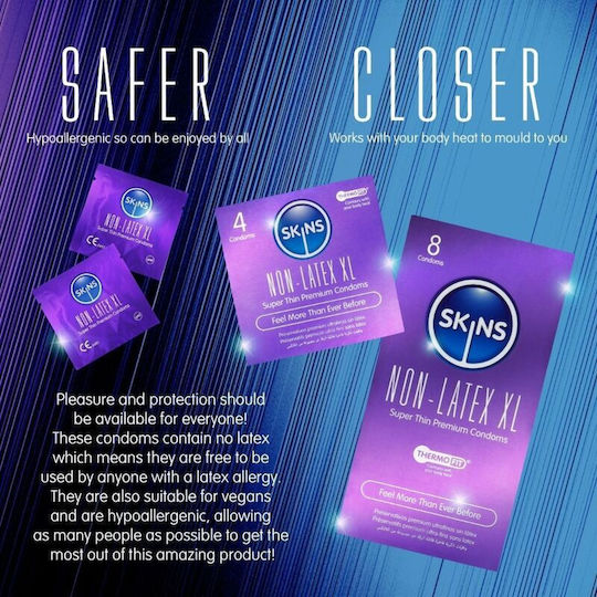 Skins Condoms 4pcs 57mm for Large Sizes Thin for Natural Feeling Natural