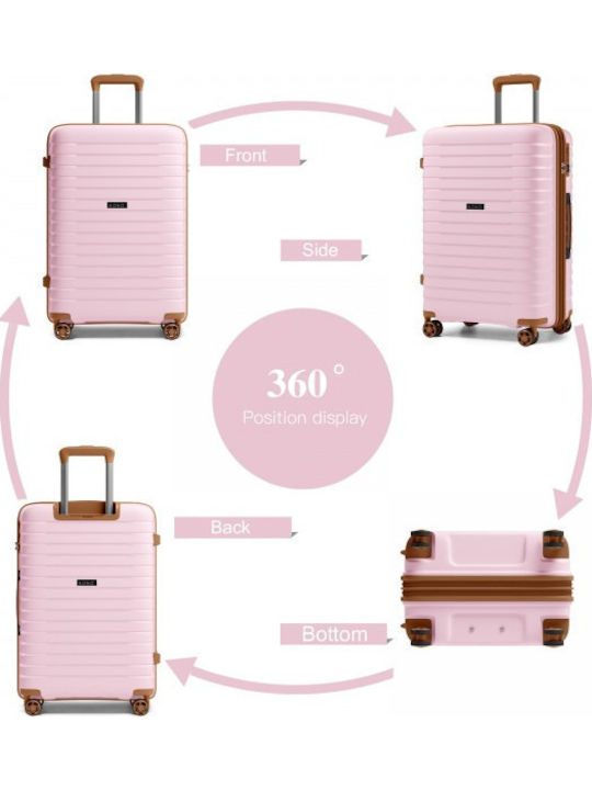 Miss Lulu Suitcases Hard Pink And Brown