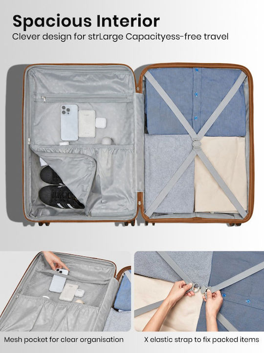 Miss Lulu Suitcases Hard Pink And Brown