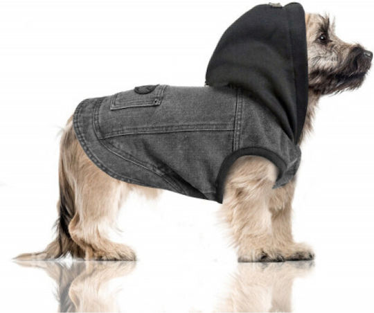 Milk & Pepper Μπουφάν Σκύλου Fleece με Κουκούλα Γκρι με Μήκος Ράχης 36 εκ.