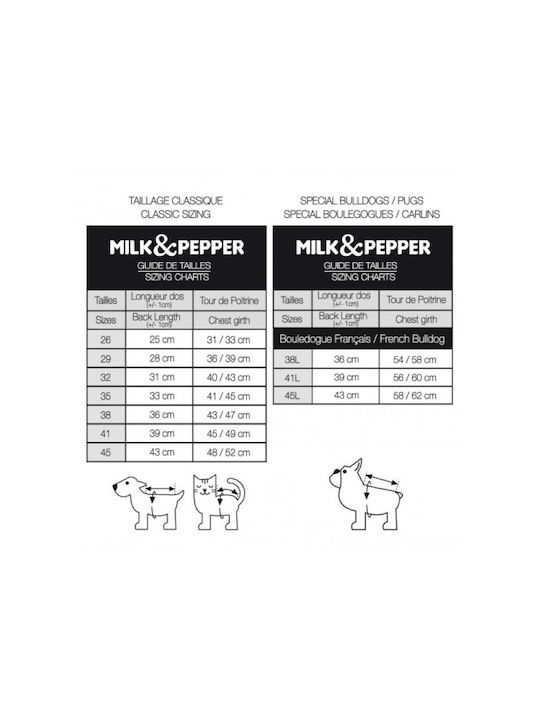 Milk & Pepper Dog Coat Fleece Hooded Grey With Back Length 43 cm