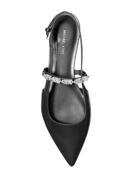Дамски кожени балерини Slingback в Черен Цвят