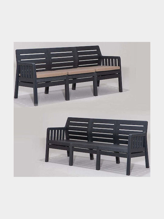 Three-Seater Outdoor Sofa With Cushions 60x73x65cm Three-Seater Outdoor Sofa With Cushions 60x73x65cm