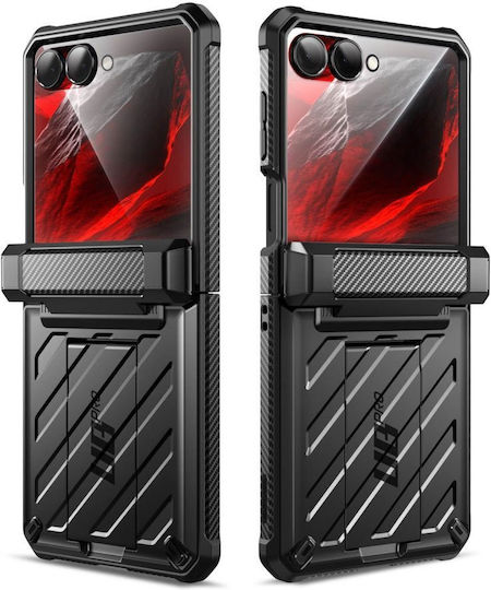 Supcase Unicorn Beetle Pro Калъф Книга Силикон Закалено Стъкло Пластмаса Черен Galaxy Z Flip8