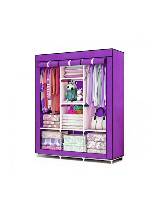 Fabric Wardrobe with Zipper and Shelves in White Colour 130x45x175cm
