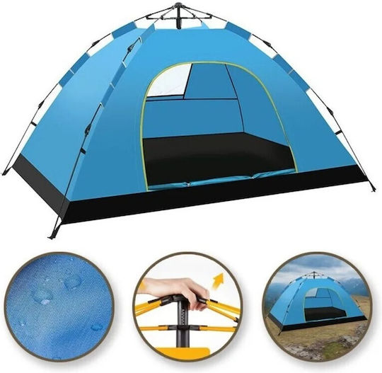 Cort Camping Igloo de Cățărare Depozitare Albastră 4 Anotimpuri pentru 3 Persoane Impermeabilă 3000mm 200x140x115cm