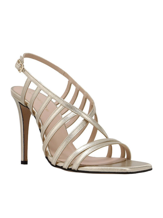 Leather Gold Sandals Pinelopi