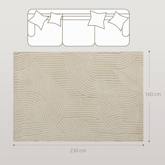 HomCom Covor Antiderapant Rectangular Crem Alb 160x230cm