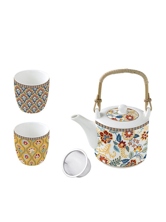 Marva Paisley Teeset mit Tasse Porzellan in Mehrfarbig Farbe 600ml 3Stück
