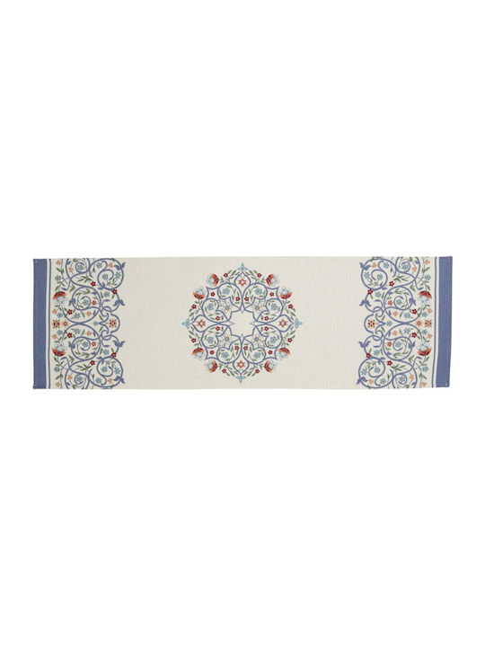 Dimeco Runner Silvia Ecru Blue 35x100cm