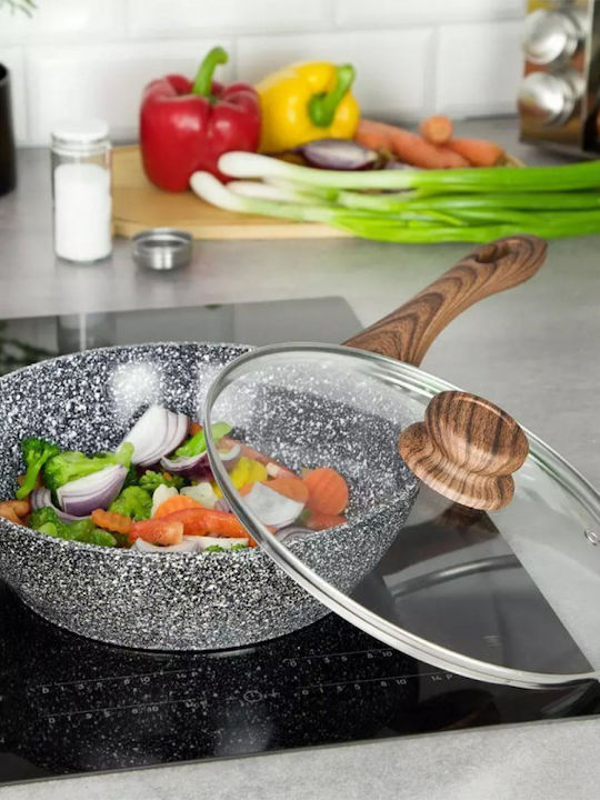 KING Hoff Wok With Lid made of Cast Aluminum with Non-Stick Coating 24cm