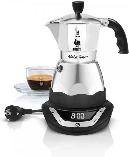 Bialetti Moka Timer Електрическо Кафеварка За Еспресо 6 Чаши 356W Inox Сребрист