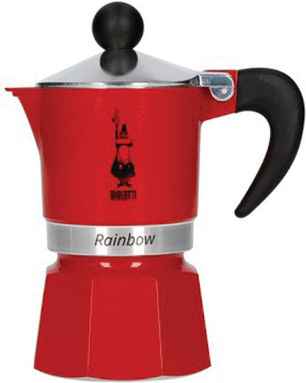 Bialetti Rainbow Кафеварка За Еспресо 3 Чаши Червена