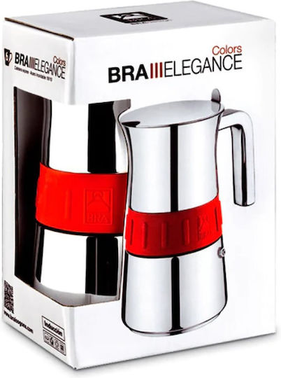 Bra Roșu Cafetieră Pentru Plită 4 Căni Inox Roșu