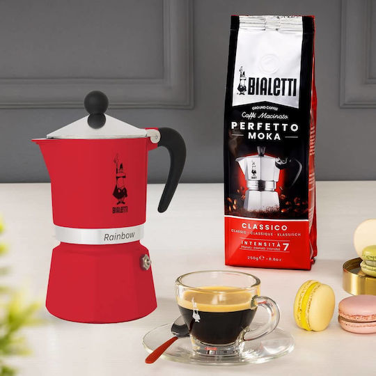 Bialetti Regenbogen Espressokocher für den Herd 1 Tassen Rot