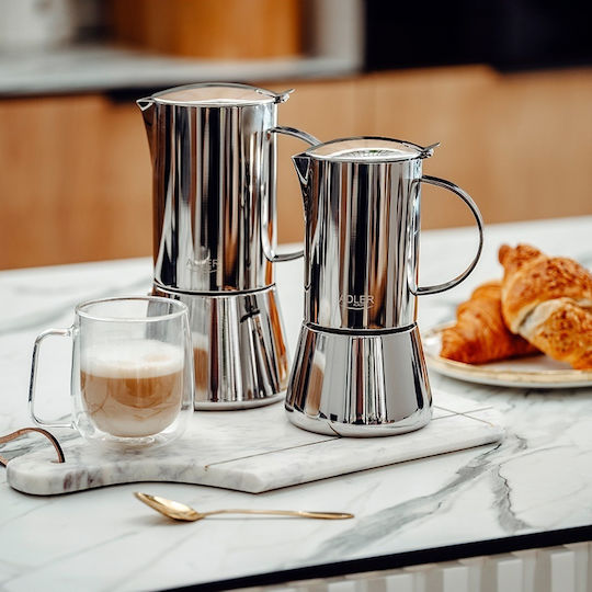 Adler Electric Stovetop Espresso Pot 10 Cups Inox Brown