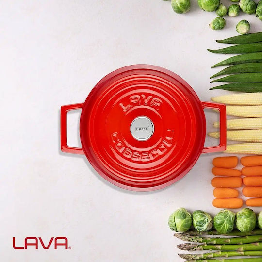 Lava Trendy Βαθιά Κατσαρόλα από Μαντέμι 2.82lt / 20cm Κόκκινη
