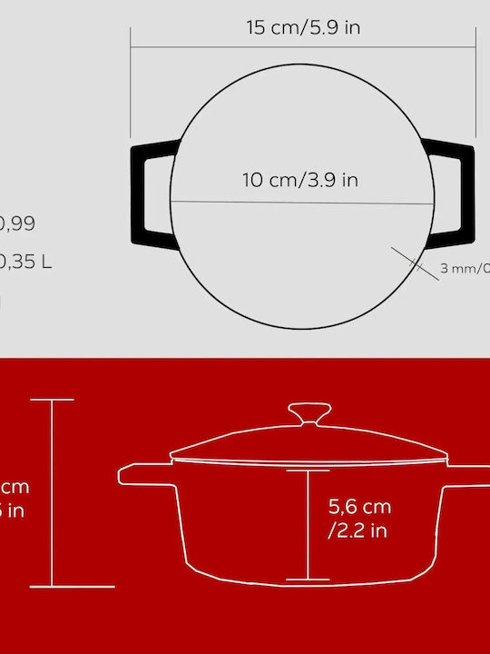 Ready Deep Pot made of Cast Iron 0.3lt / 10cm