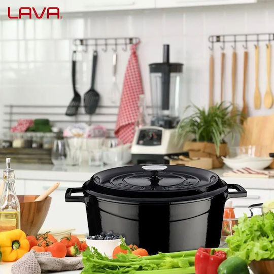 Lava Trendige Gusseisen Kochtopf aus Μαντέμι 10lt / 32cm Schwarze