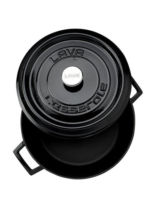 Lava Βαθιά Κατσαρόλα από Μαντέμι 6.71lt / 28cm Μαύρη