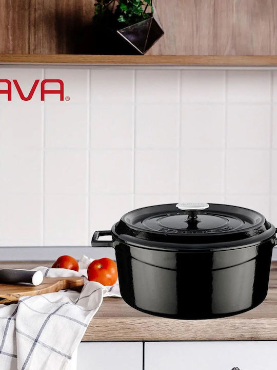 Lava Βαθιά Κατσαρόλα από Μαντέμι 6.71lt / 28cm Μαύρη