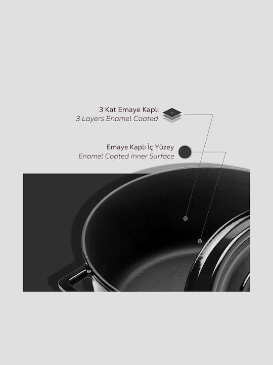 Lava Βαθιά Κατσαρόλα από Μαντέμι 6.71lt / 28cm Μαύρη