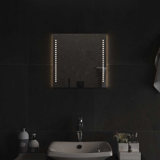 vidaXL Огледало за баня LED 40x40cm Прозрачен