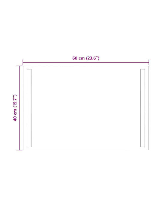 vidaXL Καθρέπτης Μπάνιου Led 60x40cm Διάφανος