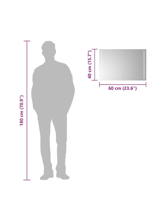 vidaXL Καθρέπτης Μπάνιου Led 60x40cm Διάφανος