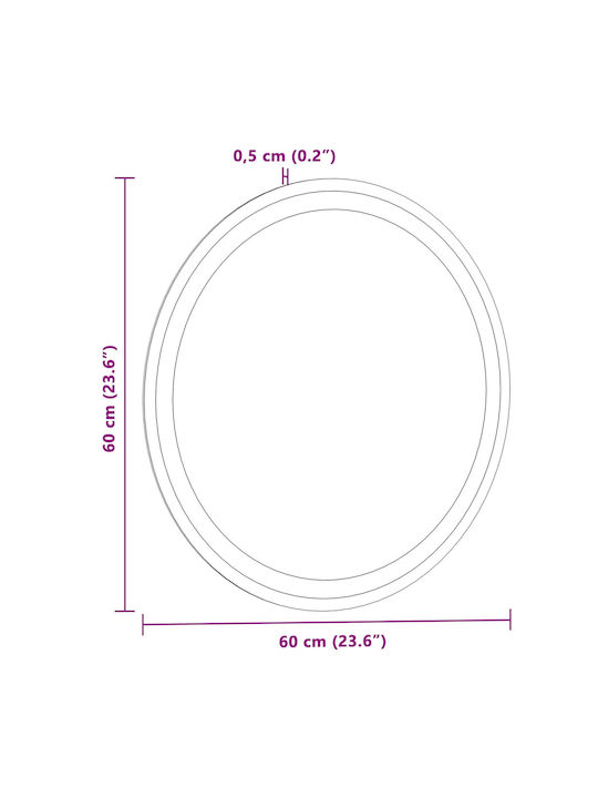 vidaXL Καθρέπτης Μπάνιου Led Αφής 60x60cm Διάφανος