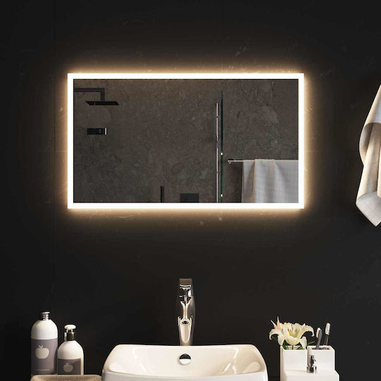 vidaXL Καθρέπτης Μπάνιου Led 70x40cm Διάφανος