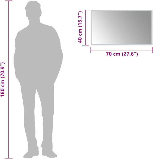 vidaXL Καθρέπτης Μπάνιου Led 70x40cm Διάφανος