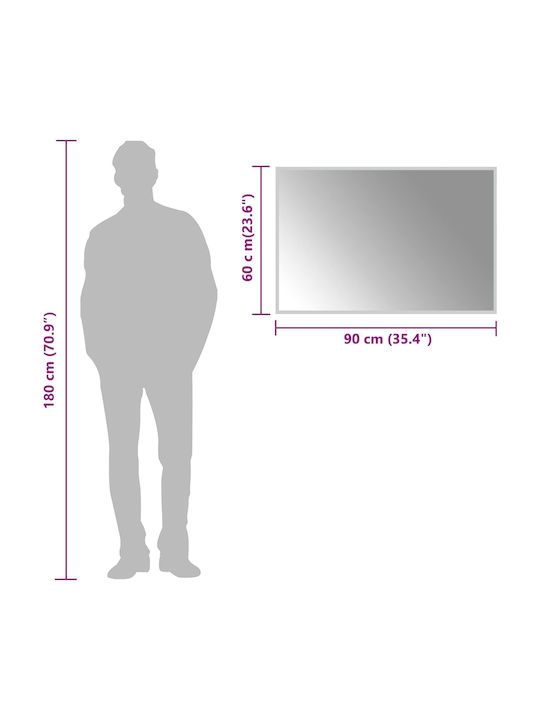 vidaXL Καθρέπτης Μπάνιου Led 90x60cm Διάφανος
