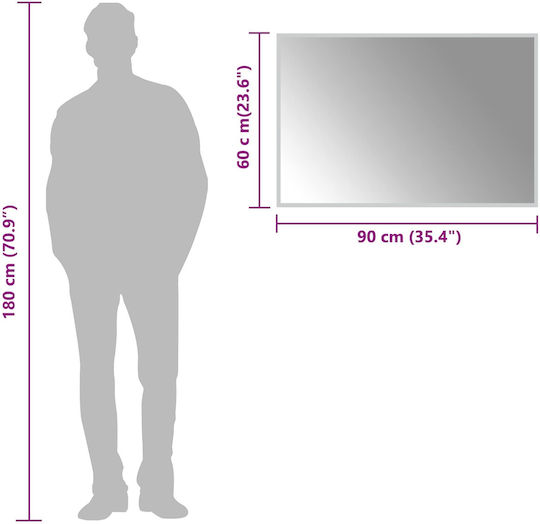 vidaXL Καθρέπτης Μπάνιου Led 90x60cm Διάφανος