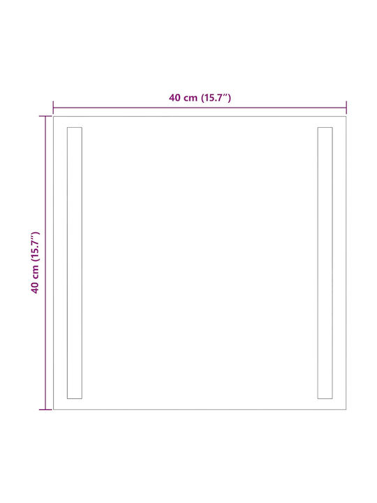 vidaXL Огледало за баня LED 40x40cm Прозрачен