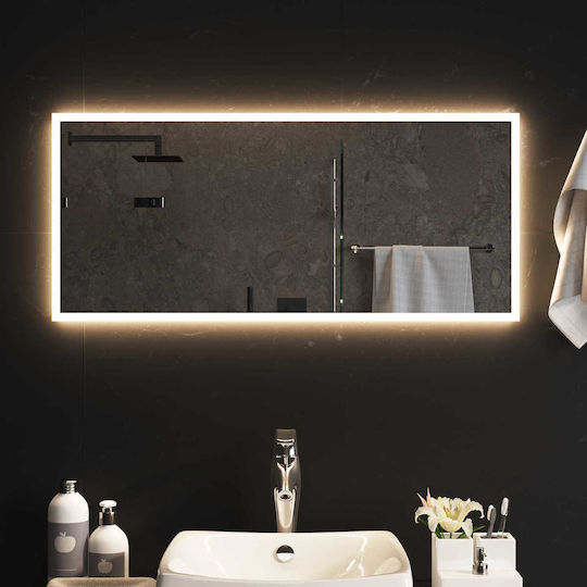 vidaXL Огледало за баня LED 90x40cm Прозрачен