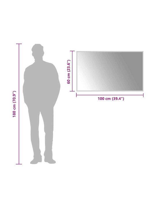 vidaXL Καθρέπτης Μπάνιου Led 100x60cm Διάφανος